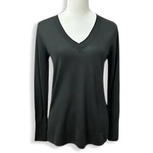 Halogen Pullover Knitted Sweater Long Sleeve V Neck Lightweight Black W XS NWOT